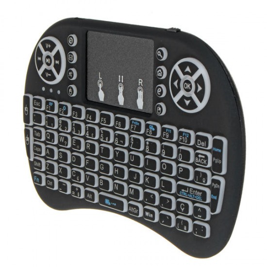 I8 Three Color Backlit Portuguese Version 2.4G Wireless Mini Keyboard Touchpad Air Mouse I8 Three Color Backlit Portuguese Version 2.4G Wireless Mini Keyboard Touchpad Air Mouse