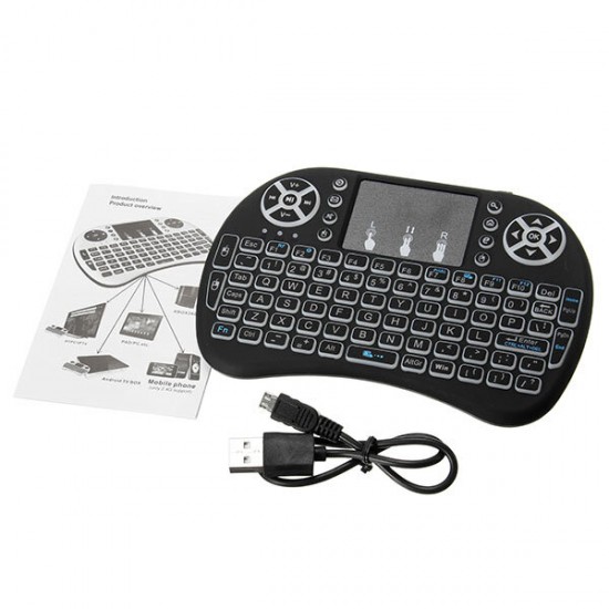 I8 White Backlit 2.4Ghz Wireless Mini Keyboard Air Mouse Touchpad