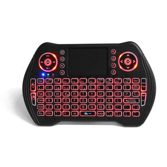 MT-10 2.4G Wireless Spanish Three Color Backlit Rechargeable Mini Keyboard Touchpad Air Mouse Airmouse