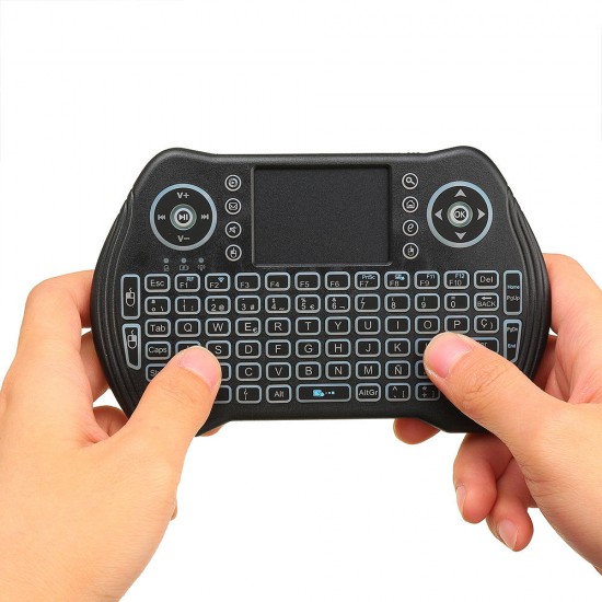 MT-10 2.4G Wireless Spanish Three Color Backlit Rechargeable Mini Keyboard Touchpad Air Mouse Airmouse