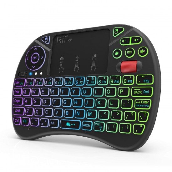 X8+ Colorful Backlit 2.4G Air Mouse Mini Wireless Keyboard Touchpad for Android TV Box Laptop