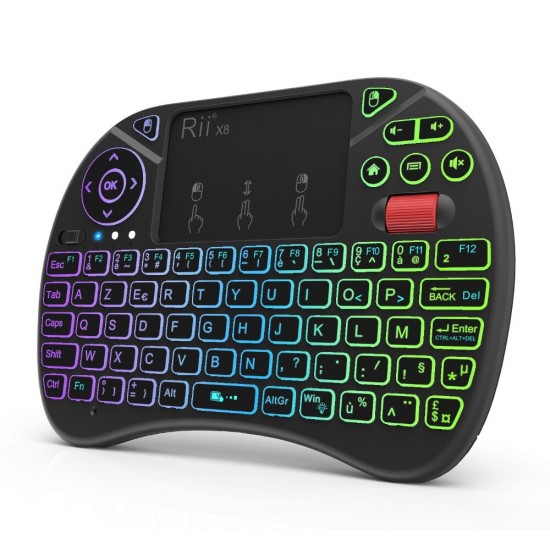 X8 2.4GHz Wireless Mini Keyboard with Touchpad for TV Box PC Smart TV Colorful LED Backlit Li-ion Battery French X8 2.4GHz Wireless Mini Keyboard with Touchpad for TV Box PC Smart TV Colorful LED Backlit Li-ion Battery French
