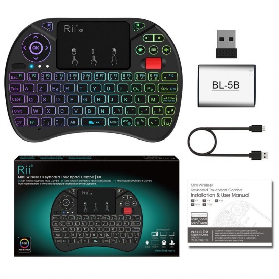 X8 2.4GHz Wireless Mini Keyboard with Touchpad for TV Box PC Smart TV Colorful LED Backlit Li-ion Battery French X8 2.4GHz Wireless Mini Keyboard with Touchpad for TV Box PC Smart TV Colorful LED Backlit Li-ion Battery French