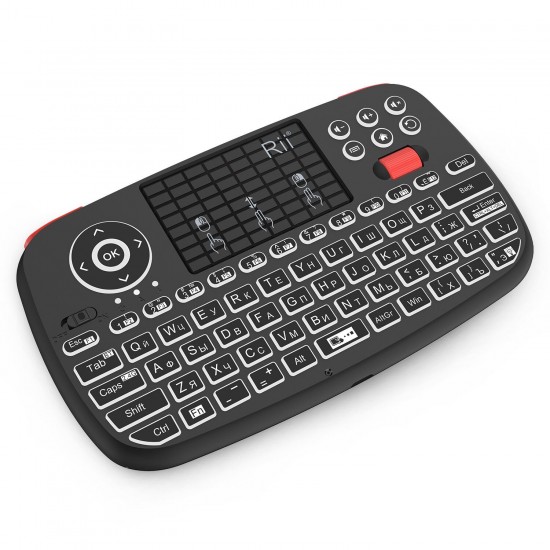i4 Russian Mini Keyboard 2.4G Bluetooth Dual Modes Keyboard Fingerboard Backlit Mouse Touchpad Remote Control for PS4 TV Box PC for Xbox