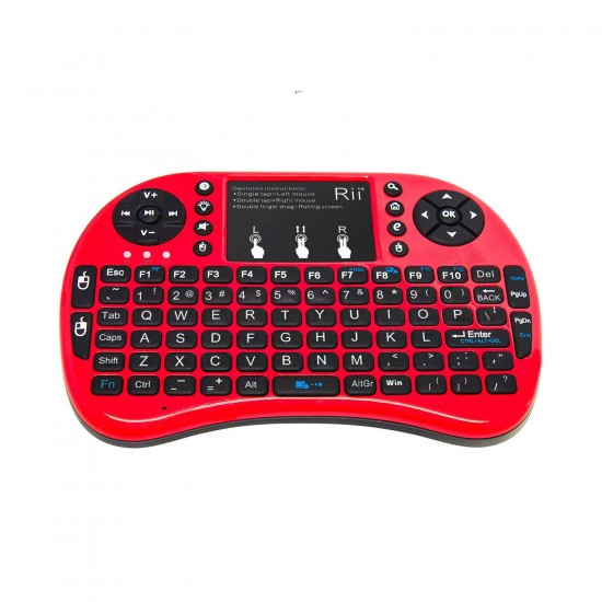 i8+ Red Mini Wireless 2.4G Backlight Touchpad Air Mouse Keyboard for PC Android Smart TV Box
