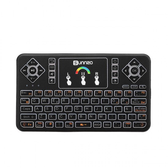 Q9 Air Mouse Spanish Version Wireless Colorful Backlit 2.4GHz Touchpad Mini Keyboard