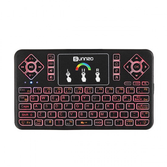 Q9 Air Mouse Spanish Version Wireless Colorful Backlit 2.4GHz Touchpad Mini Keyboard