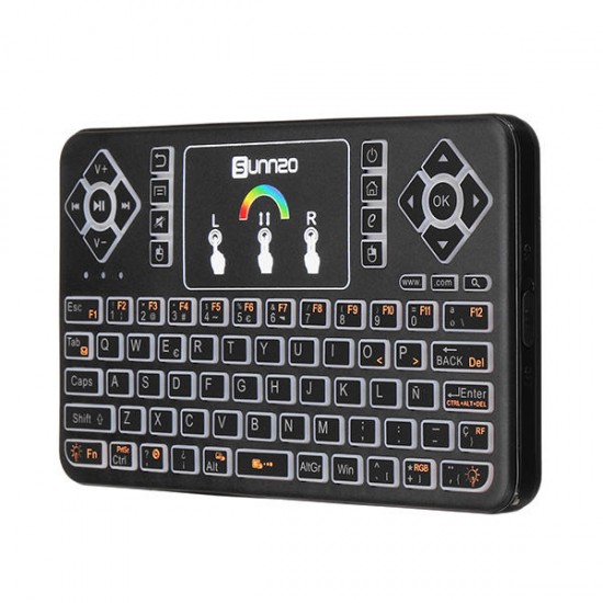Q9 Air Mouse Spanish Version Wireless Colorful Backlit 2.4GHz Touchpad Mini Keyboard Q9 Air Mouse Spanish Version Wireless Colorful Backlit 2.4GHz Touchpad Mini Keyboard