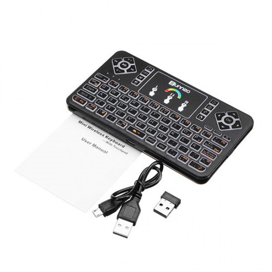 Q9 Air Mouse Spanish Version Wireless Colorful Backlit 2.4GHz Touchpad Mini Keyboard
