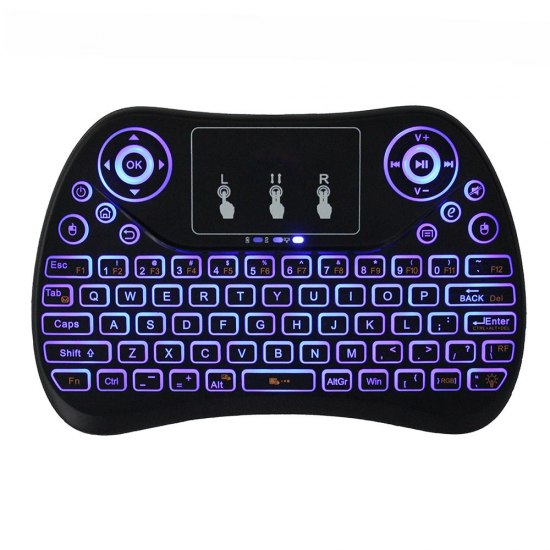 T2 Colorful Backlit 2.4G Touchpad Air Mouse Mini Wireless Keyboard for Android TV Box Laptop