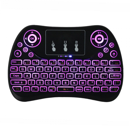 T2 Colorful Backlit 2.4G Touchpad Air Mouse Mini Wireless Keyboard for Android TV Box Laptop
