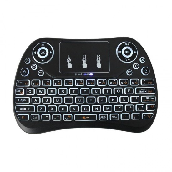 T2 Colorful Backlit 2.4G Touchpad Air Mouse Mini Wireless Keyboard for Android TV Box Laptop