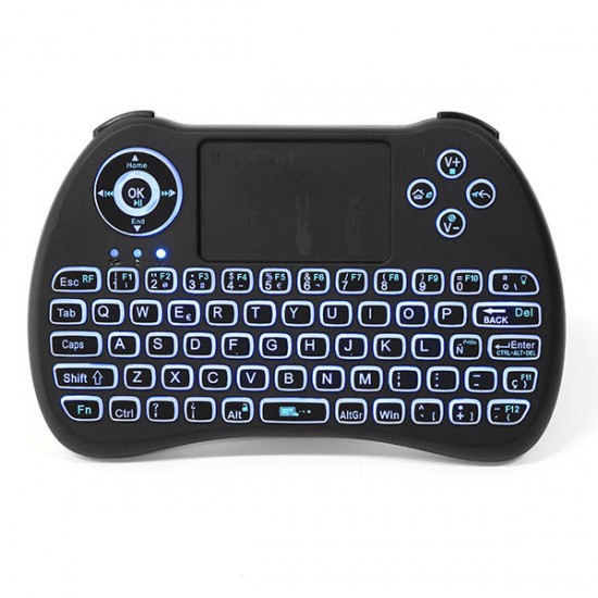 KP-810-21Q 2.4G Wireless English Three Color Backlit Mini Keyboard Touchpad Air Mouse