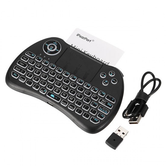 KP-810-21Q 2.4G Wireless English Three Color Backlit Mini Keyboard Touchpad Air Mouse