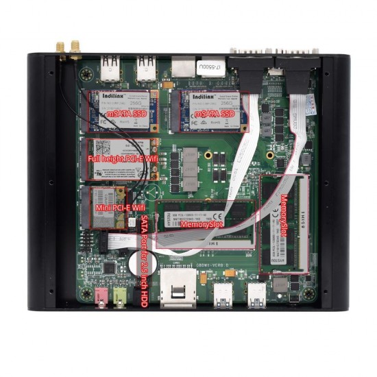 Mini PC Intel Core i3-5005U Barebone Intel HD graphics 5500 Dual Core 2.0GHz Windows 7/8/10 Linux HDMI WiFi Fanless PC