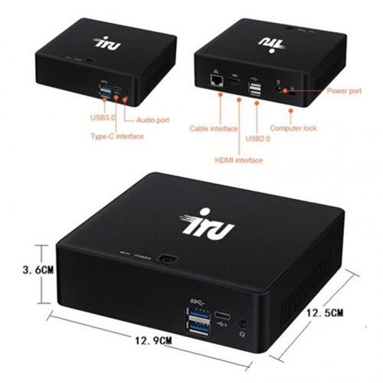 Iru M7 Mini PC Win10 Intel Core I5-7200U 4GB RAM 128GB SSD 3.1GHz Bluetooth 4.0 & 2.4G / 5.0G Dual-band WiFi & 4K HD Video Mini Computer