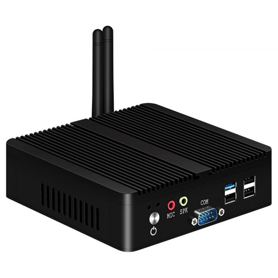 XCY X30A Mini PC 2GB+30GB Intel Celeron J1900 Quad Core 2.0GHz Fanless Win 10 Linux Pfsense Dual Gigabit Ethernet 300Mbps WiFi HDMI VGA RS232 Industrial PC