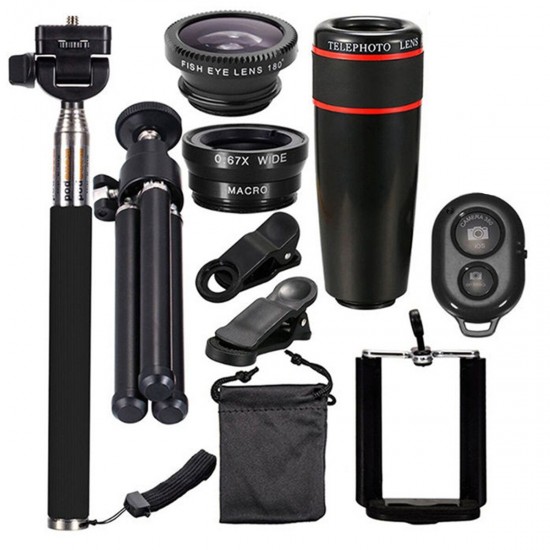 10 in 1 Smartphone Camera Lens Cell with Clip Universal Optical Telescope Kit Mobile Zoom 10 in 1 Smartphone Camera Lens Cell with Clip Universal Optical Telescope Kit Mobile Zoom