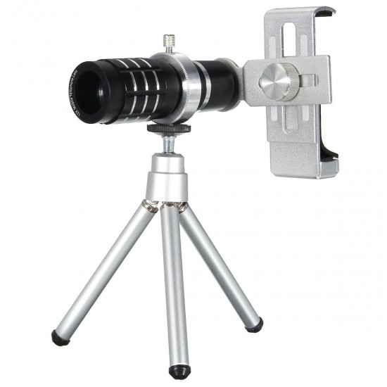 12X Telescope Lens with Mini Desktop Portable Tripod Phone Clip 12X Telescope Lens with Mini Desktop Portable Tripod Phone Clip