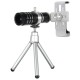 12X Telescope Lens with Mini Desktop Portable Tripod Phone Clip