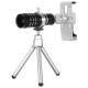 12X Telescope Lens with Mini Desktop Portable Tripod Phone Clip 12X Telescope Lens with Mini Desktop Portable Tripod Phone Clip
