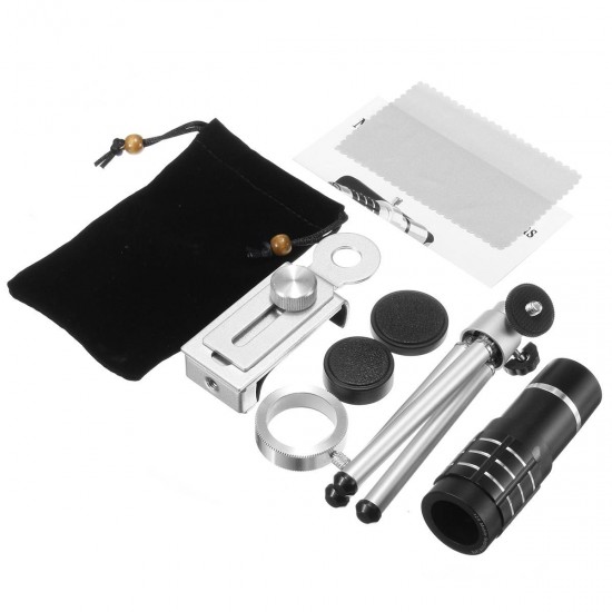 12X Telescope Lens with Mini Desktop Portable Tripod Phone Clip 12X Telescope Lens with Mini Desktop Portable Tripod Phone Clip