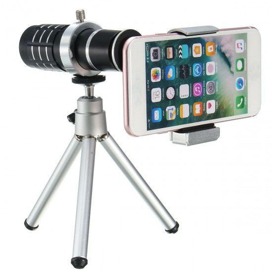 12X Telescope Lens with Mini Desktop Portable Tripod Phone Clip 12X Telescope Lens with Mini Desktop Portable Tripod Phone Clip