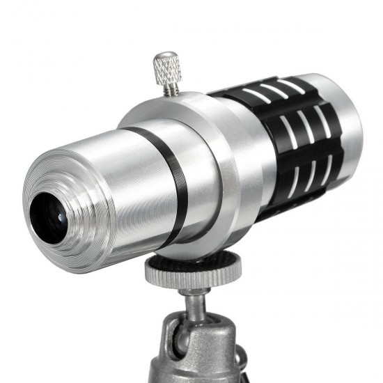 12X Zoom 80° Angle Optical Telephoto Telescope Lens with Aluminum Tripod Mount Holder for Smartphone Camera