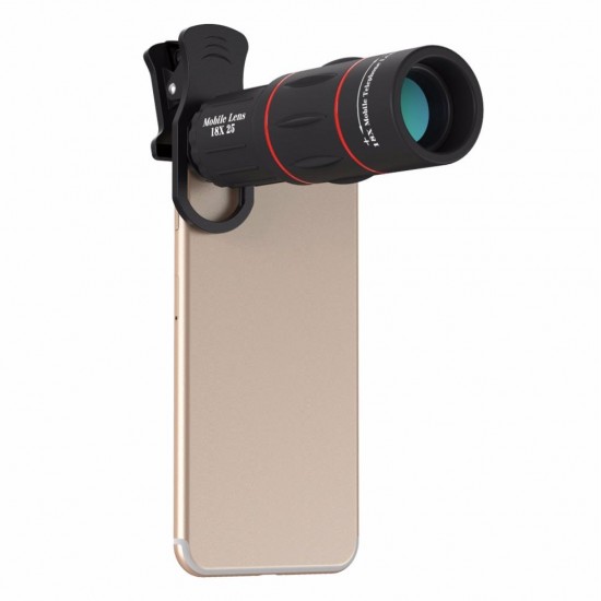 18XJJ04 18X Telescope Zoom Monocular Lens Phone Clip Foldable Monopod Tripod Set