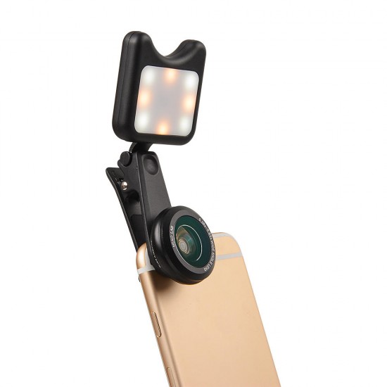 3663FL Universal Led Fill light Selfie Wide Angle Macro Lens for Mobile Phone Tablet