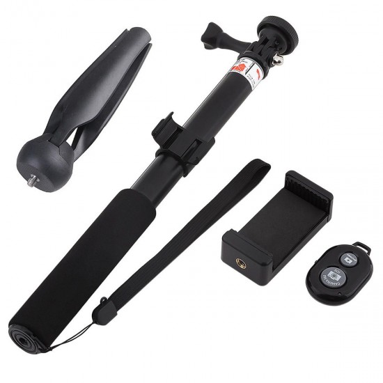 Extendable Folding Monopod Remote Selfie Stick Tripod with bluetooth Shutter for Smartphone Action Camera