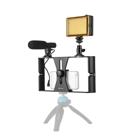 PKT3022 Rig Stabilizer Holder with Video Light Microphone for Smart Phone Photography