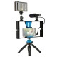 PKT3023 Smartphone Video Rig LED Studio Light Video Shotgun Microphone Mini Tripod Mount Kits