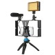 PKT3023 Smartphone Video Rig LED Studio Light Video Shotgun Microphone Mini Tripod Mount Kits