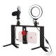 PKT3028 4 in 1 4.7 inch Video Rig Handle Stabilizer LED Ring Light Live Broadcast Vlogging Selfie for Smartphone with Microphone