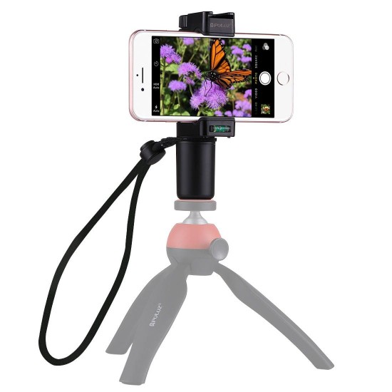 PU366 Handheld Grip Rig Stabilizer ABS Tripod Adapter Mount with Cold Shoe Base & Wrist Strap