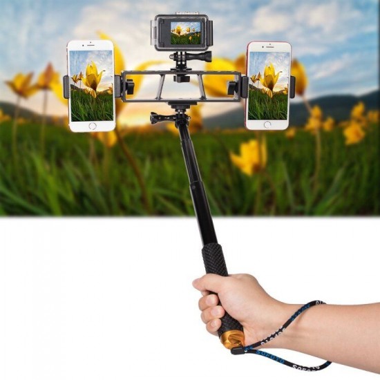 PU395 Live Broadcast Multi-camera Selfie Stand Mobile Phone Clip Bracket Holder with 3 x 1/4 inch Threads Screw PU395 Live Broadcast Multi-camera Selfie Stand Mobile Phone Clip Bracket Holder with 3 x 1/4 inch Threads Screw