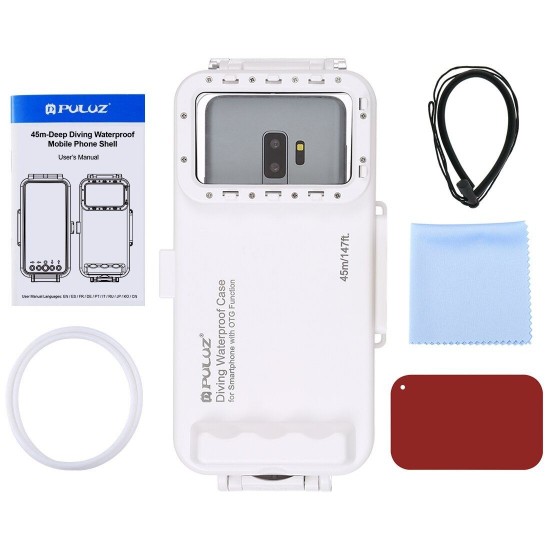 PU9100W 45M Depth Waterproof Anti-Vibration Phone Diving Case Underwater Photo Video Phone Case for Android Phone