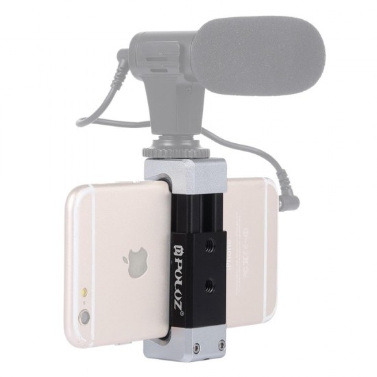 PU370 Universal Aluminum Alloy Cold Shoe Photography Phone Holder Clamp Bracket