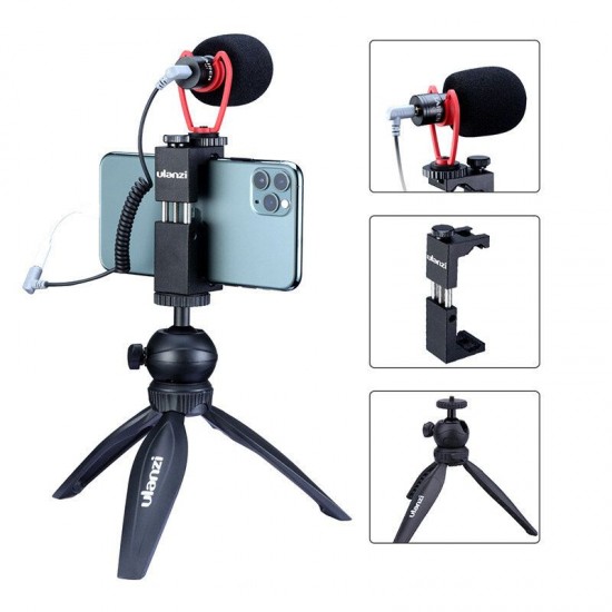 Smartphone Video Kit II Q1 Microphone MT-08 Mini Tripod ST-07 Phone Holder Vlogging Accessories Youtube Video Smartphone Video Kit II Q1 Microphone MT-08 Mini Tripod ST-07 Phone Holder Vlogging Accessories Youtube Video