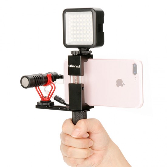 ST-02S Aluminum Rotate Vertical Horizontal Phone Holder Clamp Clip with Cold Shoe Mount