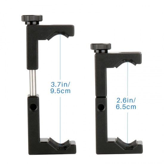 ST-02S Aluminum Rotate Vertical Horizontal Phone Holder Clamp Clip with Cold Shoe Mount