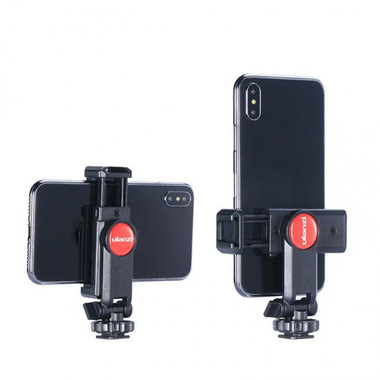 ST-06 360 Degree Rotation Vertical Bracket Phone Clip Holder Clamp Mount with Cold Shoe