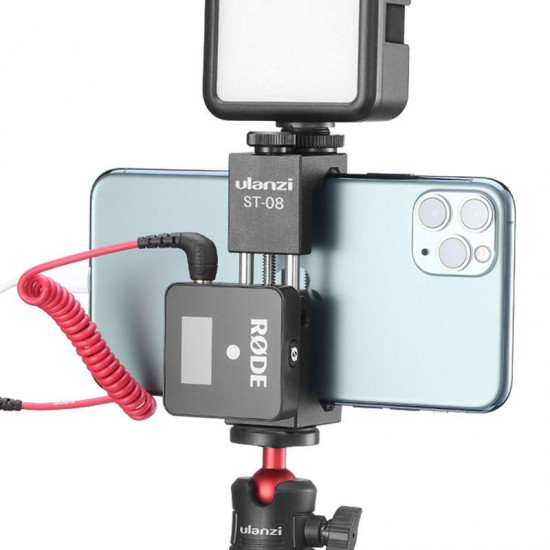 ST-08 Upgraded Phone Clip Clamp Holder with Cold Shoe Mount 1/4 Standard Screw for Rode Wireless Go ST-08 Upgraded Phone Clip Clamp Holder with Cold Shoe Mount 1/4 Standard Screw for Rode Wireless Go