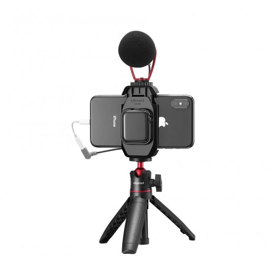 ST-09 Selfie Vlog Phone Clip for iPhone Apple Watch Series 5 Cold Shoe Tripod Mount Holder Compatible with LED Light Microphone ST-09 Selfie Vlog Phone Clip for iPhone Apple Watch Series 5 Cold Shoe Tripod Mount Holder Compatible with LED Light Microphone