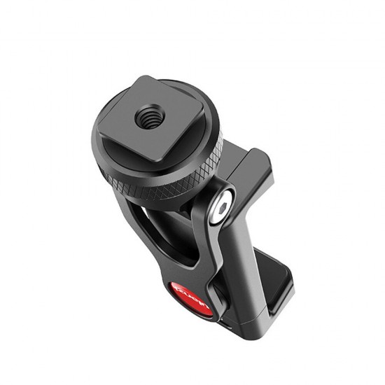 ST-10 Metal Dual Cold Shoe Phone Holder Phone Clip with Led Video Light Microphone Mount