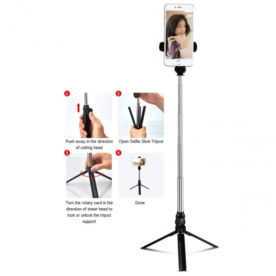 XT10S 2 In 1 Selfie Sticks Tripod Stand Adjustable Remote Extendable Desktop Stand Holder LED Light bluetooth Selfie for Phones