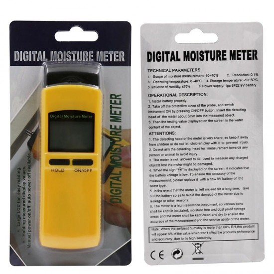 Digital Induction Wood Moisture Meter 0~50% Tree Timber Moisture Content Tester 0-50C Wood Thermometer Hygrometer LCD Backlight Digital Induction Wood Moisture Meter 0~50% Tree Timber Moisture Content Tester 0-50C Wood Thermometer Hygrometer LCD Backlight