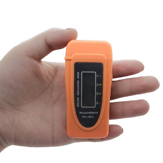 MD816 Mini Digital Wood Moisture Meter Tester Range 5%~40% Test Moisture Content of Wood 1% Resolution Low Voltage Auto Prompt Low power Consumption MD816 Mini Digital Wood Moisture Meter Tester Range 5%~40% Test Moisture Content of Wood 1% Resolution Low Voltage Auto Prompt Low power Consumption
