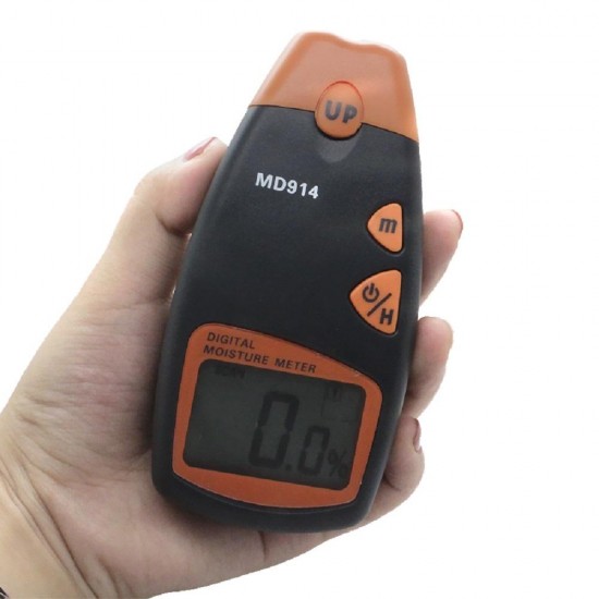 MD914 Wood Moisture Tester Autocorrect Ambient Temperature Measuring 2%~60% Range 0.5% Resolution Data Hold 4 Pins Sensor 4 Tree Species Corrections